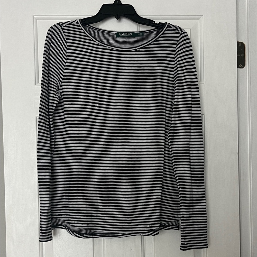 Lauren Ralph Lauren Nautical Striped Black and White Top